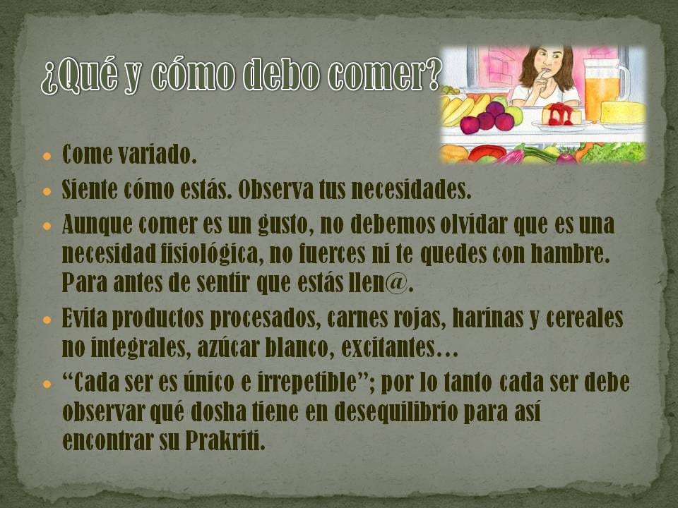 Diapositiva 9 de «Nutrición ayurveda y espiritualidad del alimento»